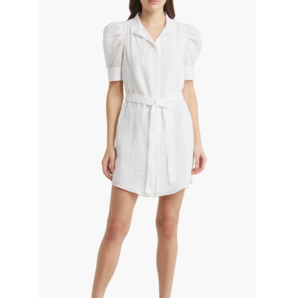 Frame Gillian Shirt Dress Womens Large White Mini Casual Minimal Luxury $398